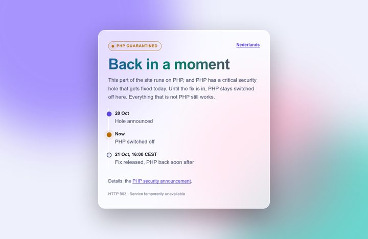 503-pagina met zachte kleuren: Back in a moment